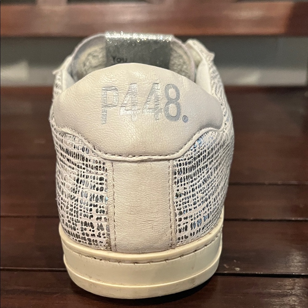 P448 Women's White and Silver Textured Sneakers - Picture 8 of 16